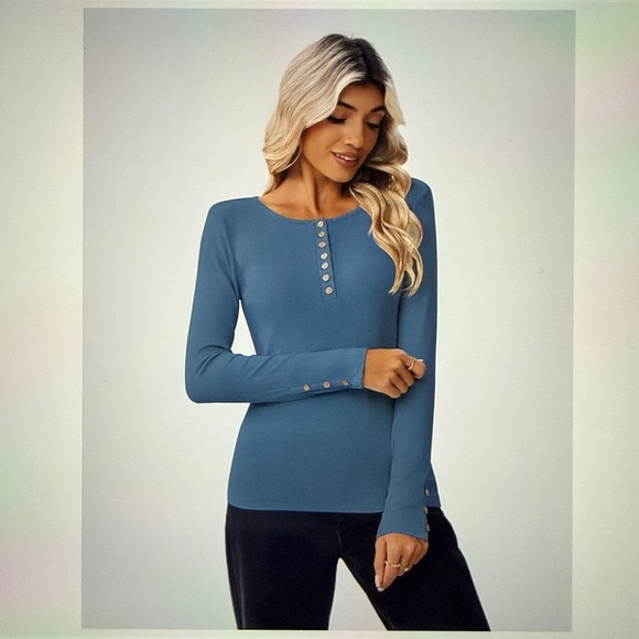 Women's Ribbed LS Henley - Picture 10 of 12